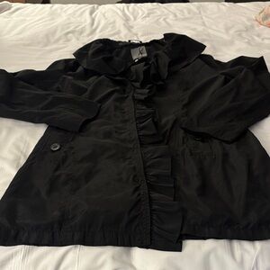 Elllabee  Elegant Black Ruffled Women's Jacket